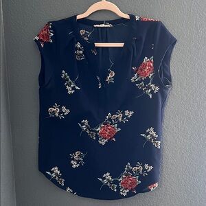 Fun 2 Fun Navy Floral Blouse